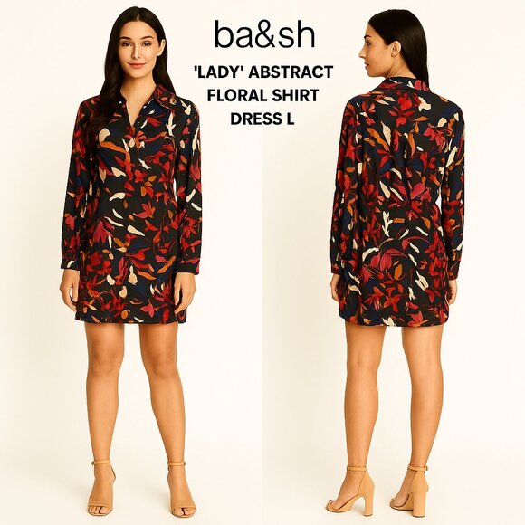 ba&sh “Lady” Abstract Floral Shirt Dress L - Picture 1 of 11